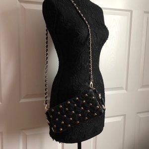 bebe over the shoulder/ wristlet or clutch purse